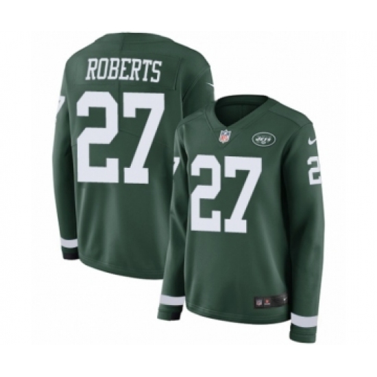 Women's Nike New York Jets #27 Darryl Roberts Limited Green Therma Long Sleeve NFL Jersey - Ujersey