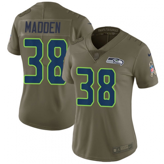 Women's Nike Seattle Seahawks #38 Tre Madden Limited Olive 2017 Salute to Service NFL Jersey - Ujersey