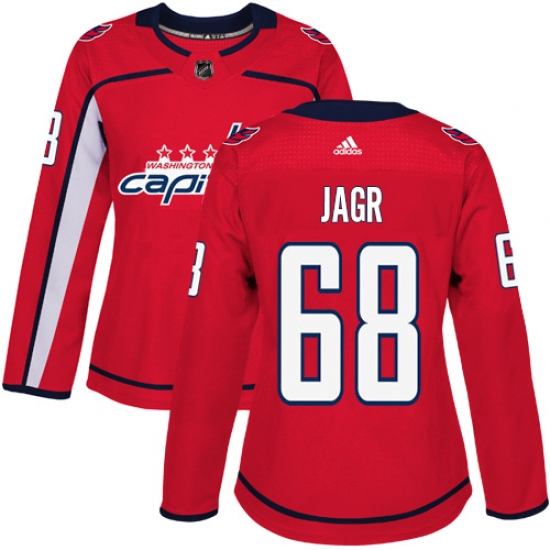 Women's Adidas Washington Capitals #68 Jaromir Jagr Authentic Red Home NHL Jersey - Ujersey