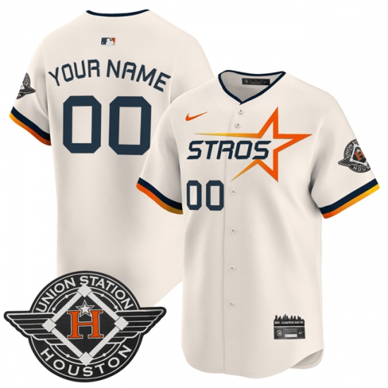 Men's Houston Astros Active Player Custom Cream 2025 City Connect Limited Stitched Baseball Jersey - Ujersey