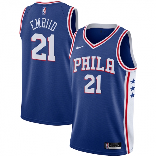Men's Philadelphia 76ers #21 Joel Embiid Nike Royal 2020-21 Swingman Jersey - Ujersey