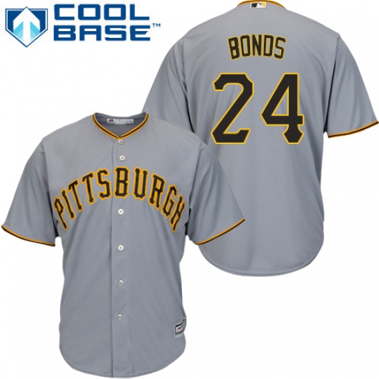 Men's Majestic Pittsburgh Pirates #24 Barry Bonds Replica Grey Road Cool Base MLB Jersey - Ujersey