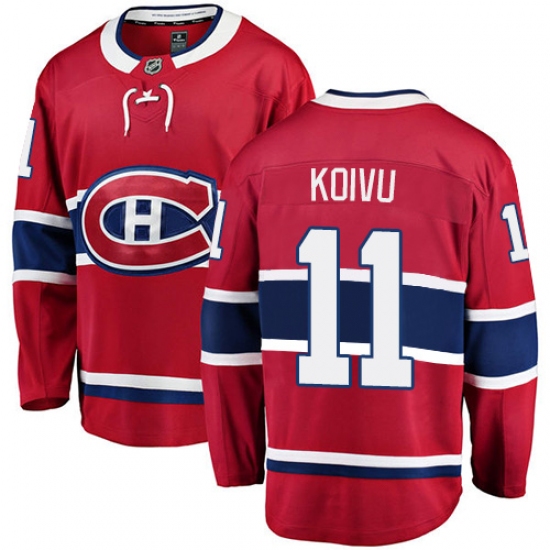 Men's Montreal Canadiens #11 Saku Koivu Authentic Red Home Fanatics Branded Breakaway NHL Jersey - Ujersey