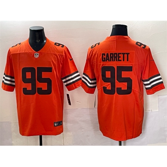 Men's Cleveland Browns #95 Myles Garrett Orange Vapor Limited Football Stitched Jersey - Ujersey