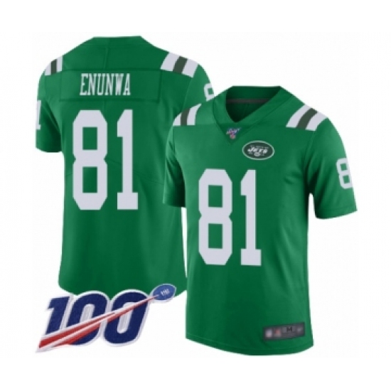 Men's New York Jets #81 Quincy Enunwa Limited Green Rush Vapor Untouchable 100th Season Football Jersey - Ujersey