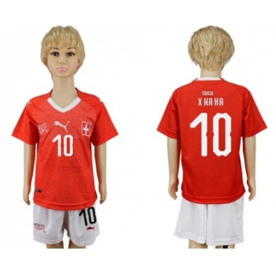 Switzerland #10 Xhaka Kid Soccer Country Jersey