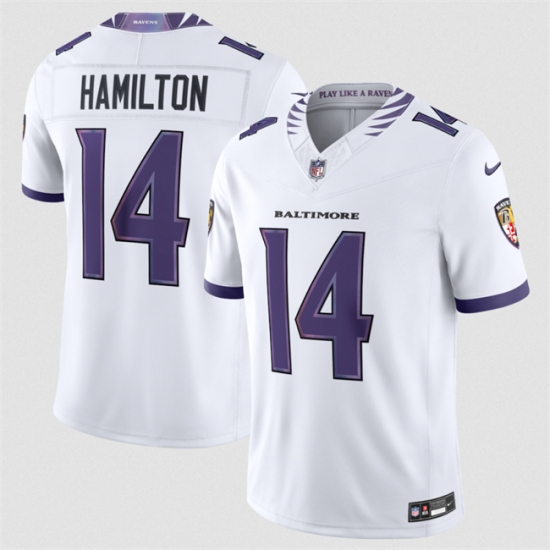 Men's Baltimore Ravens #14 Kyle Hamilton White 2026 F.U.S.E. Stitched Vapor Limited Football Jersey - Ujersey