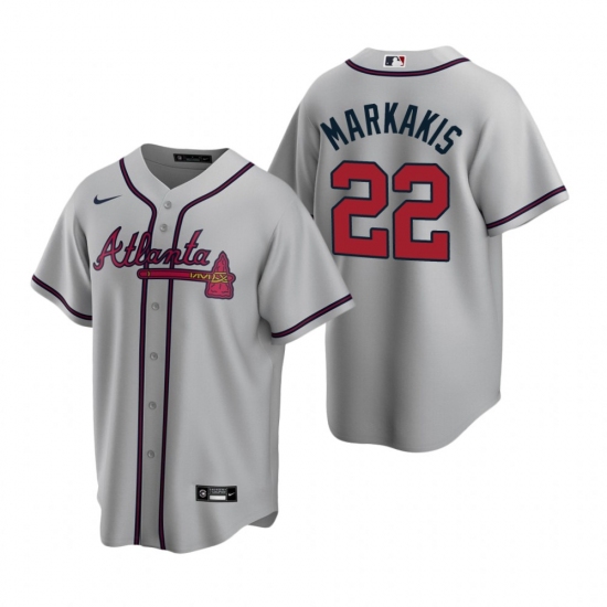 Men's Nike Atlanta Braves #22 Nick Markakis Gray Road Stitched Baseball Jersey - Ujersey
