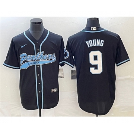 Men's Carolina Panthers #9 Bryce Young Black Cool Base Stitched Baseball Jersey - Ujersey