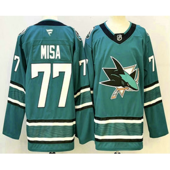 Men's San Jose Sharks #77 Michael Misa Teal Authentic Jersey - Ujersey