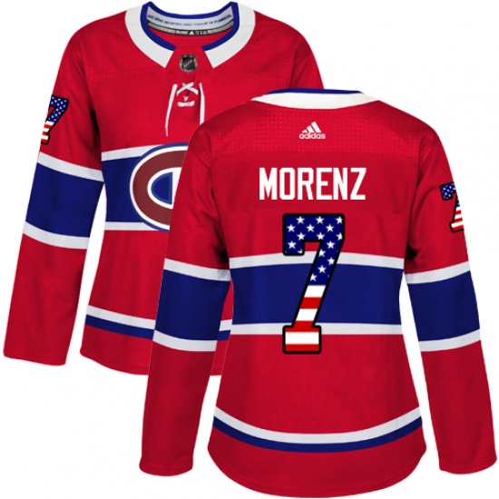 Women's Adidas Montreal Canadiens #7 Howie Morenz Authentic Red USA Flag Fashion NHL Jersey - Ujersey