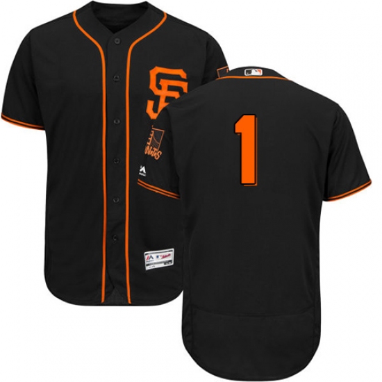 Men's Majestic San Francisco Giants #1 Gregor Blanco Black Alternate Flex Base Authentic Collection MLB Jersey - Ujersey