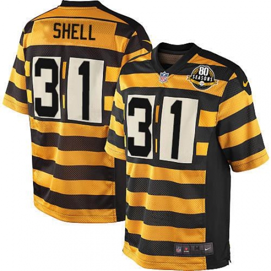 Youth Nike Pittsburgh Steelers #31 Donnie Shell Elite Yellow/Black Alternate 80TH Anniversary Throwback NFL Jersey - Ujersey