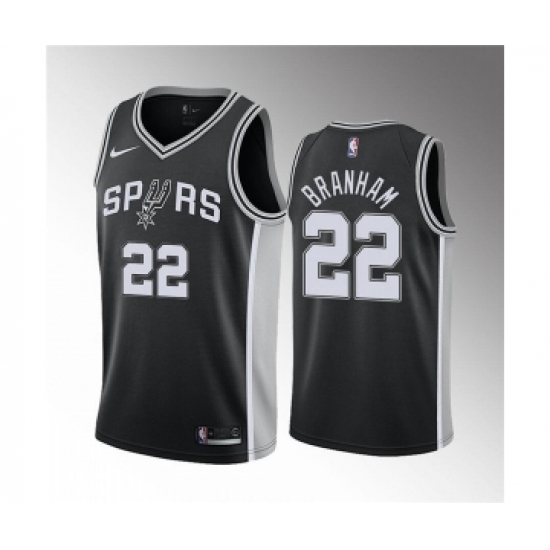 Men' San Antonio Spurs #22 Malaki Branham Black Association Edition Stitched Jersey - Ujersey