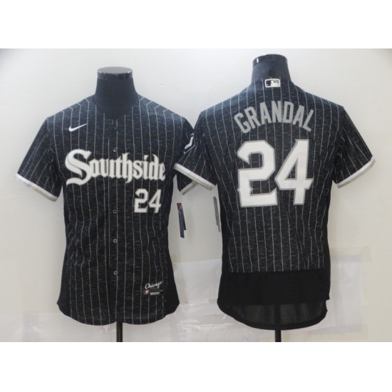 Men's Chicago White Sox Southside #24 Yasmani Grandal Replica Black Alternate Home Jersey - Ujersey