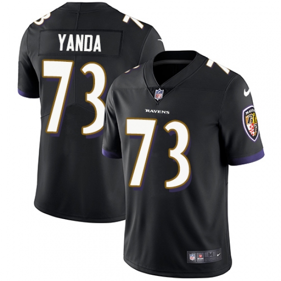 Men's Nike Baltimore Ravens #73 Marshal Yanda Black Alternate Vapor Untouchable Limited Player NFL Jersey - Ujersey