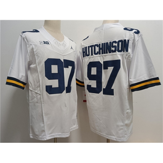 Men's Michigan Wolverines #97 Aidan Hutchinson White 2023 F.U.S.E. Stitched Jersey - Ujersey