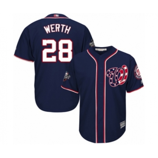 Youth Washington Nationals #28 Jayson Werth Authentic Navy Blue Alternate 2 Cool Base 2019 World Series Bound Baseball Jersey - Ujersey