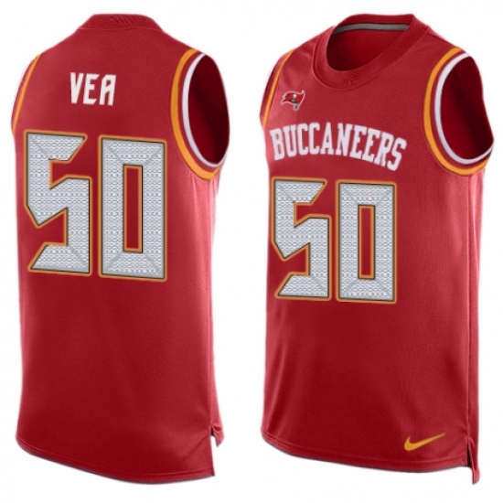 Men's Nike Tampa Bay Buccaneers #50 Vita Vea Limited Red Player Name & Number Tank Top NFL Jersey - Ujersey