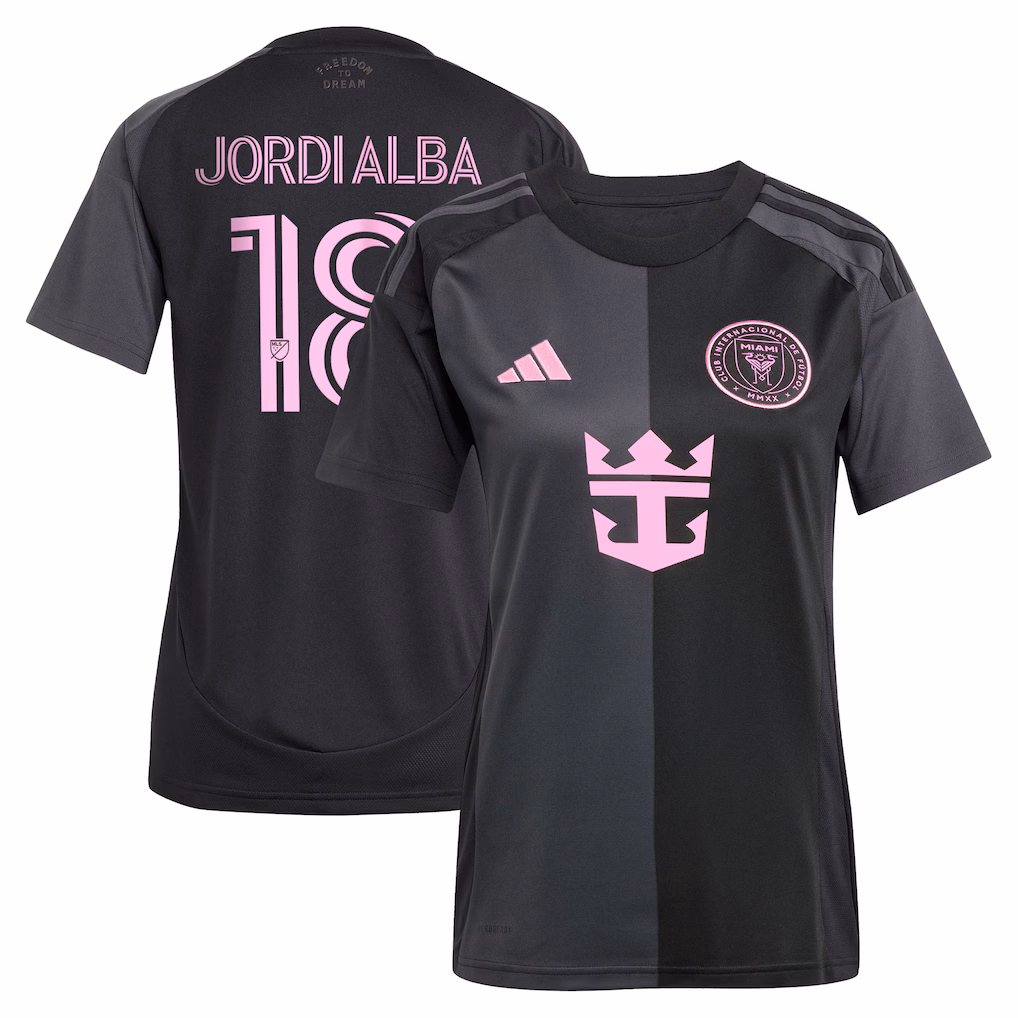 Women's Inter Miami CF Jordi Alba Ramos adidas Black 2025 The Fortitude Kit Replica Player Jersey - Ujersey NHL