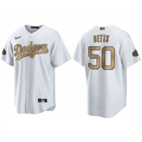 Men's Los Angeles Dodgers #50 Mookie Betts White 2022 All-Star Cool Base Stitched Baseball Jersey - Ujersey