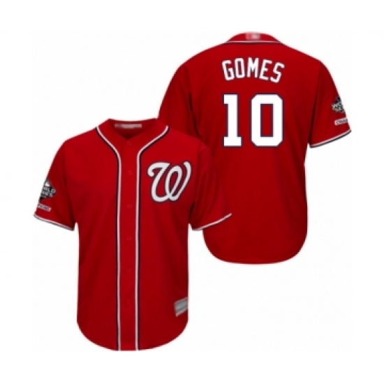 Youth Washington Nationals #10 Yan Gomes Authentic Red Alternate 1 Cool Base 2019 World Series Champions Baseball Jersey - Ujersey