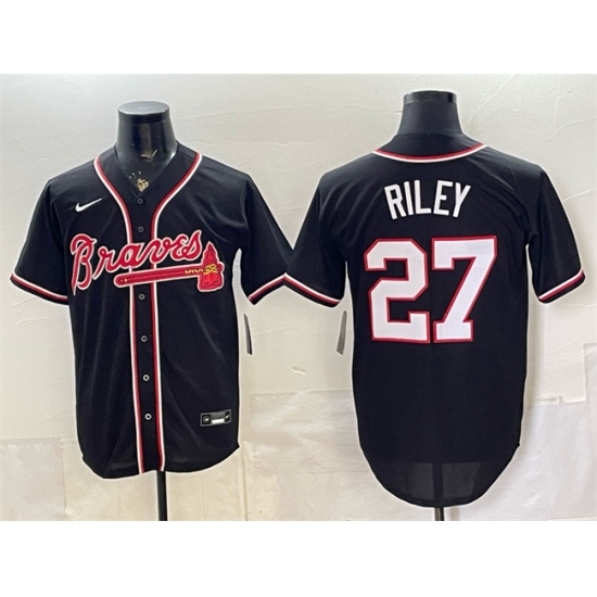 Men's Atlanta Braves #27 Austin Riley 2026 Fashion Replica Black Out Stitched Baseball Jersey