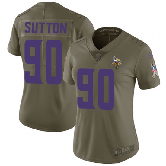 Women's Nike Minnesota Vikings #90 Will Sutton Limited Olive 2017 Salute to Service NFL Jersey - Ujersey