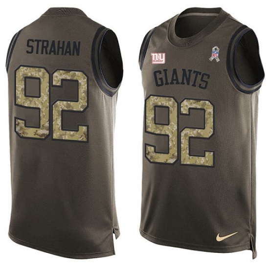 Men's Nike New York Giants #92 Michael Strahan Limited Green Salute to Service Tank Top NFL Jersey - Ujersey