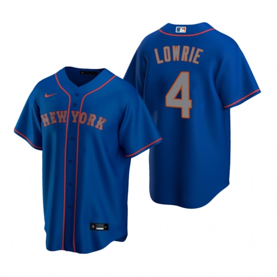 Men's Nike New York Mets #4 Jed Lowrie Royal Alternate Road Stitched Baseball Jersey - Ujersey