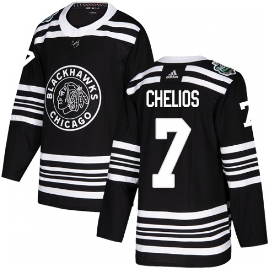 Men's Adidas Chicago Blackhawks #7 Chris Chelios Authentic Black 2019 Winter Classic NHL Jersey - Ujersey