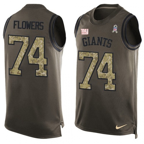 Men's Nike New York Giants #74 Ereck Flowers Limited Green Salute to Service Tank Top NFL Jersey - Ujersey