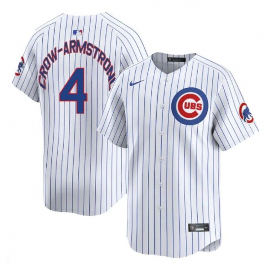 Men's Chicago Cubs #4 Pete Crow-Armstrong White Home Limited Stitched Baseball Jersey - Ujersey