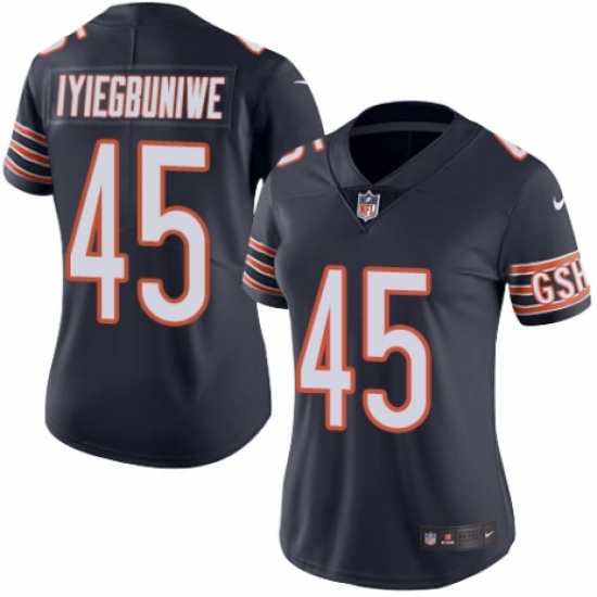 Women's Nike Chicago Bears #45 Joel Iyiegbuniwe Navy Blue Team Color Vapor Untouchable Limited Player NFL Jersey - Ujersey