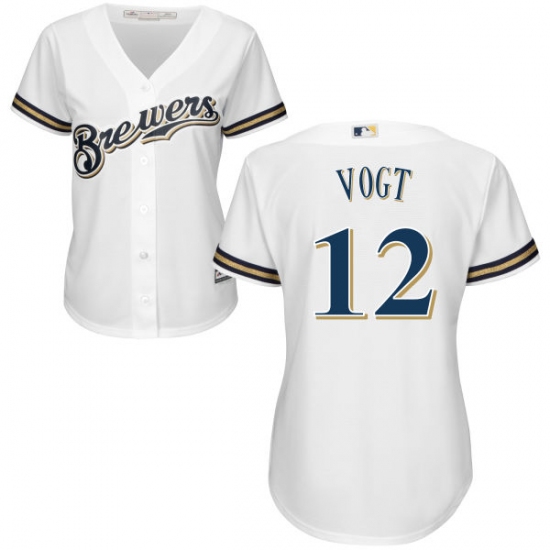 Women's Majestic Milwaukee Brewers #12 Stephen Vogt Authentic White Home Cool Base MLB Jersey - Ujersey
