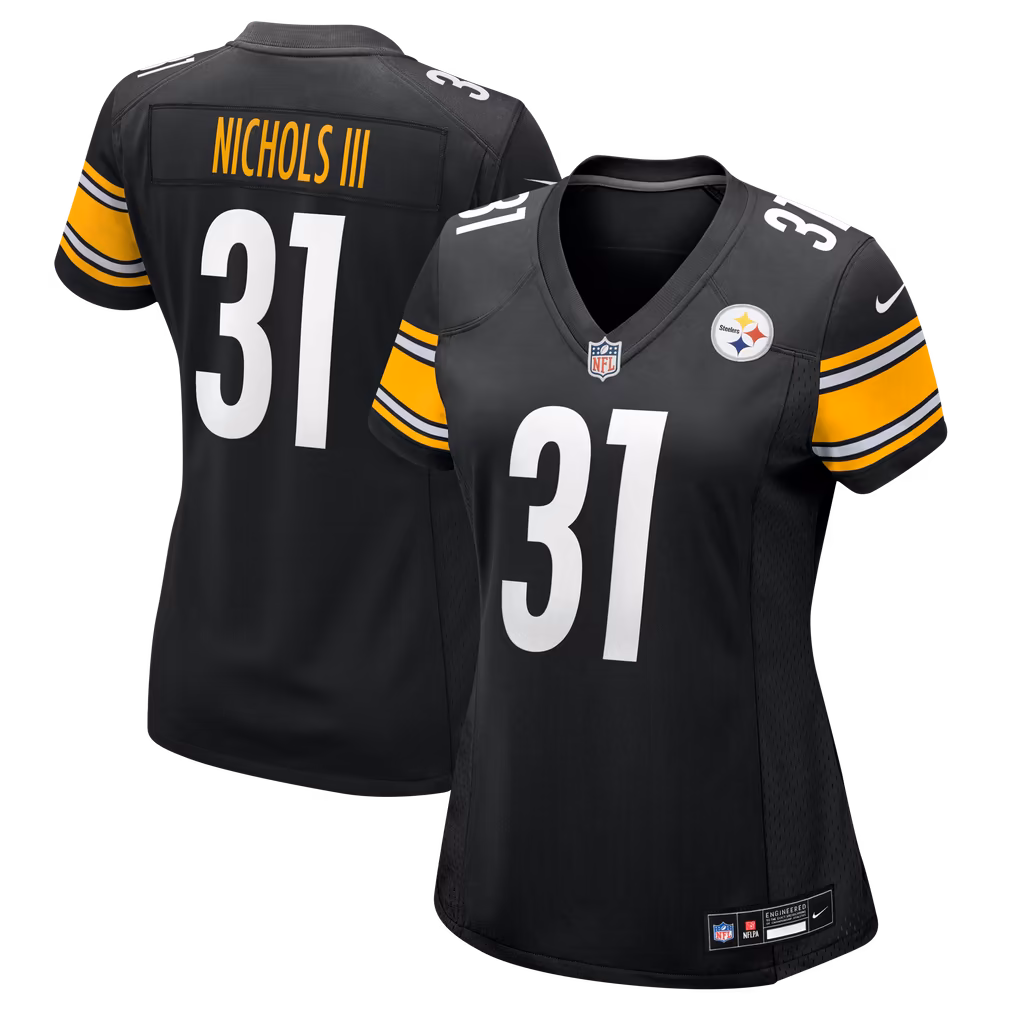Women's Pittsburgh Steelers Lew Nichols III Nike Black Team Game Jersey - SUjersey01