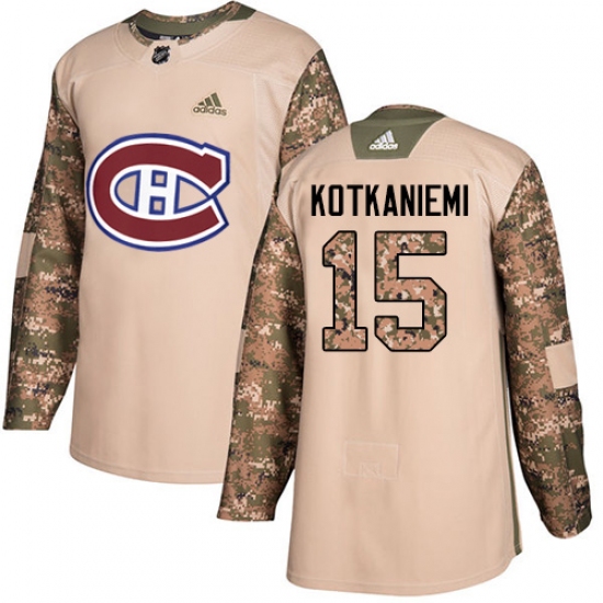 Men's Adidas Montreal Canadiens #15 Jesperi Kotkaniemi Authentic Camo Veterans Day Practice NHL Jersey - Ujersey