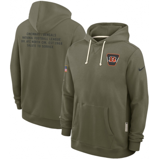 Men's Cincinnati Bengals Olive 2025 Salute to Service Pullover Hoodie - Ujersey
