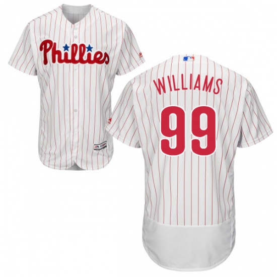 Men's Majestic Philadelphia Phillies #99 Mitch Williams White Home Flex Base Authentic Collection MLB Jersey - Ujersey