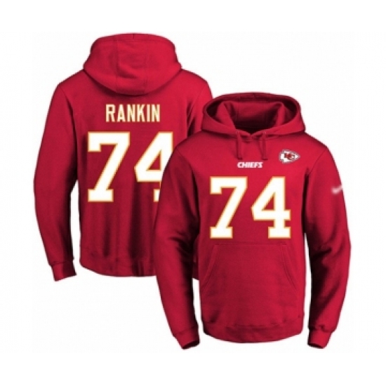 Football Men's Kansas City Chiefs #74 Martinas Rankin Red Name & Number Pullover Hoodie - Ujersey