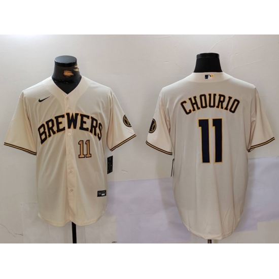 Milwaukee Brewers #11 Jackson Chourio Cream Stitched Cool Base Nike Jerseys - Ujersey