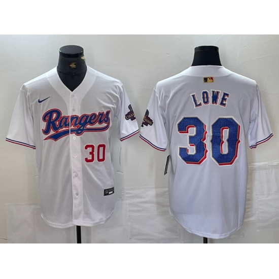 Men's Texas Rangers #30 Nathaniel Lowe Number White 2024 Gold Collection Limited Cool Base Jerseys - Ujersey