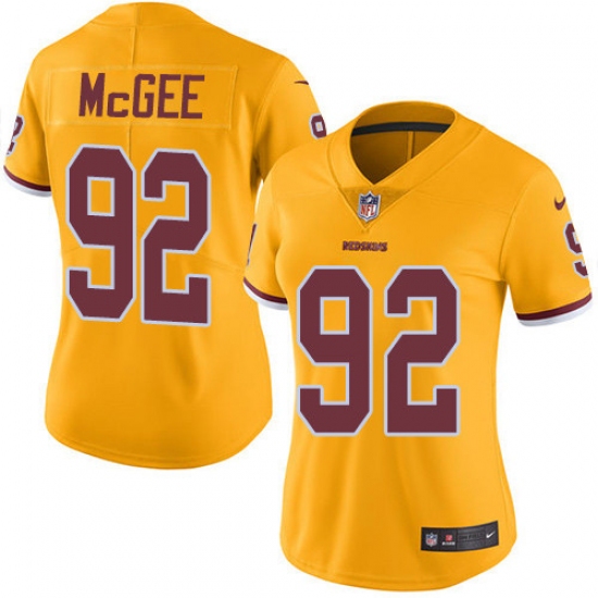 Women's Nike Washington Redskins #92 Stacy McGee Limited Gold Rush Vapor Untouchable NFL Jersey