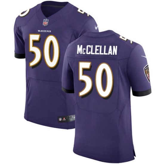 Men's Nike Baltimore Ravens #50 Albert McClellan Elite Purple Team Color NFL Jersey - Ujersey