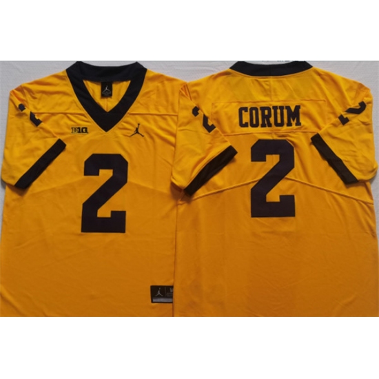 Men's Michigan Wolverines #2 CORUM Yellow Stitched Jersey - Ujersey