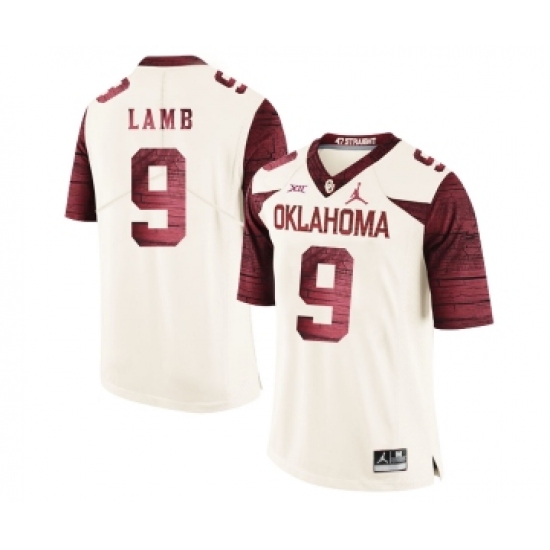Oklahoma Sooners 9 CeeDee Lamb White 47 Game Winning Streak College Football Jersey - Ujersey