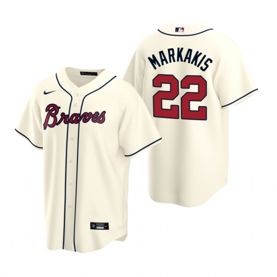 Men's Nike Atlanta Braves #22 Nick Markakis Cream Alternate Stitched Baseball Jersey - Ujersey