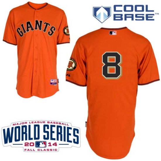 Youth Majestic San Francisco Giants #8 Hunter Pence Replica Orange Alternate Cool Base 2014 World Series Patch MLB Jersey - Ujersey