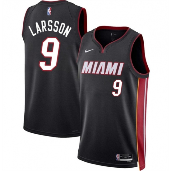 Men's Miami Heat #9 Pelle Larsson Black 2024 Draft Icon Edition Stitched Basketball Jersey - Ujersey