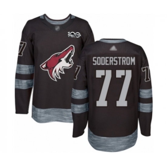 Men's Arizona Coyotes #77 Victor Soderstrom Authentic Black 1917-2017 100th Anniversary Hockey Jersey